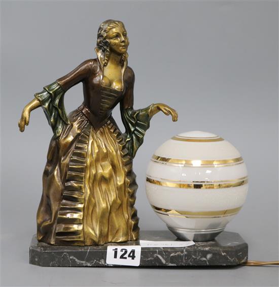 A crinoline lady Art Deco lamp height 28cm